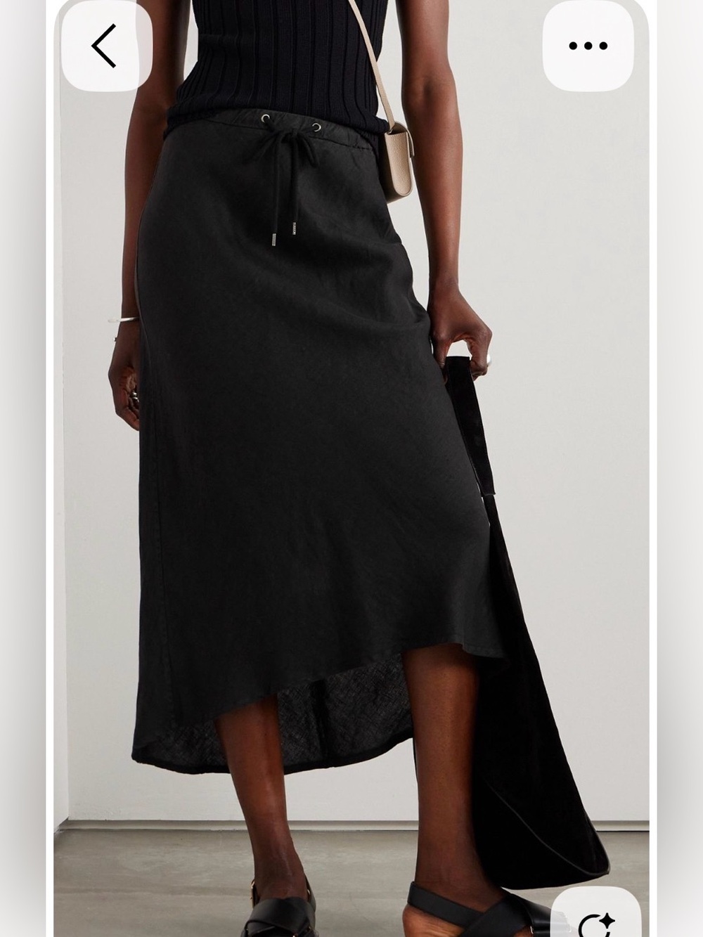James Perse Black Surfside Asymmetric Linen Skirt